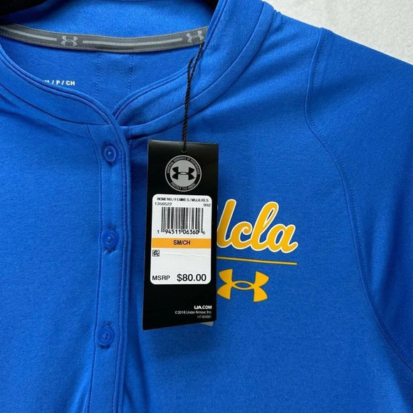 UCLA Bruins Under Armour Top Womens Size S HeatGear Henley Performance Blue - Picture 7 of 12